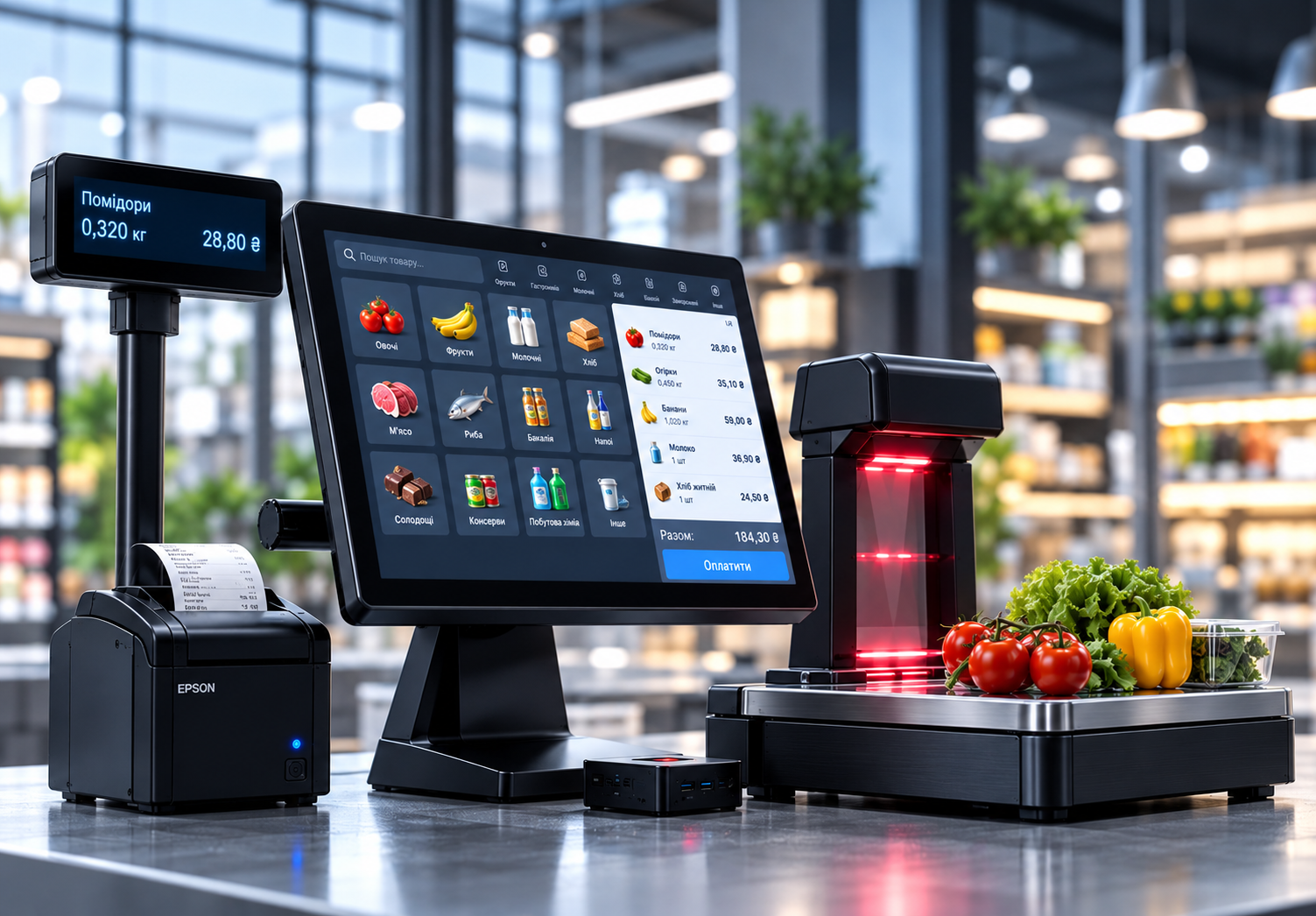 POS-термінал, сканер та обладнання для автоматизації